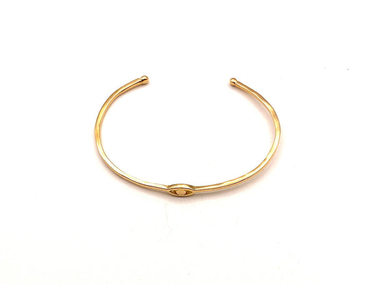 Minimalist evil eye open bangle