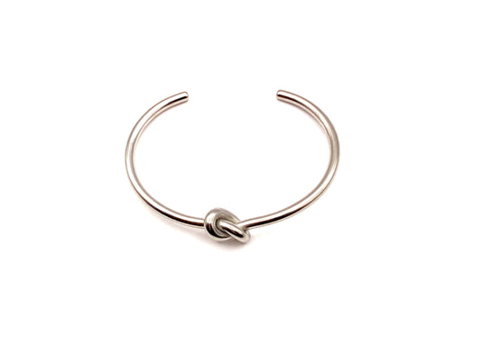 Knot silver open bangle