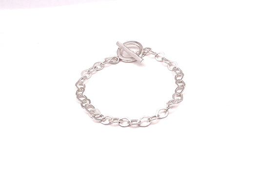 Linked silver paper clip bracelet