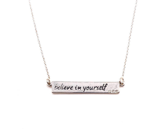 Believe bar necklace